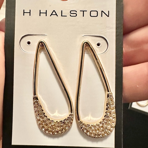 Halston earrings. With crystal on backside proves authenticity. Nwt - Picture 2 of 5